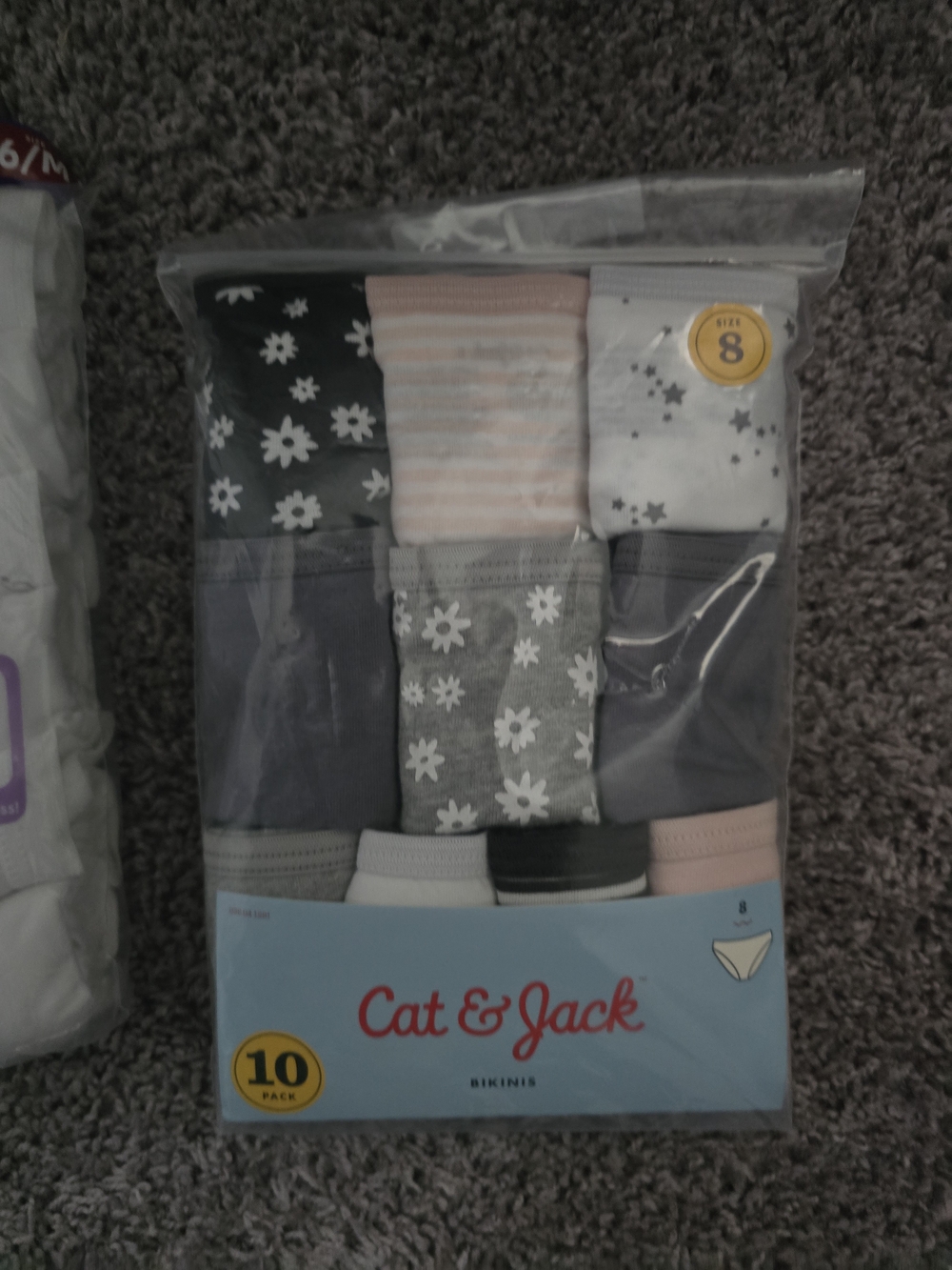 Cat & Jack Girls Briefs Pack - Gray, Pink, White